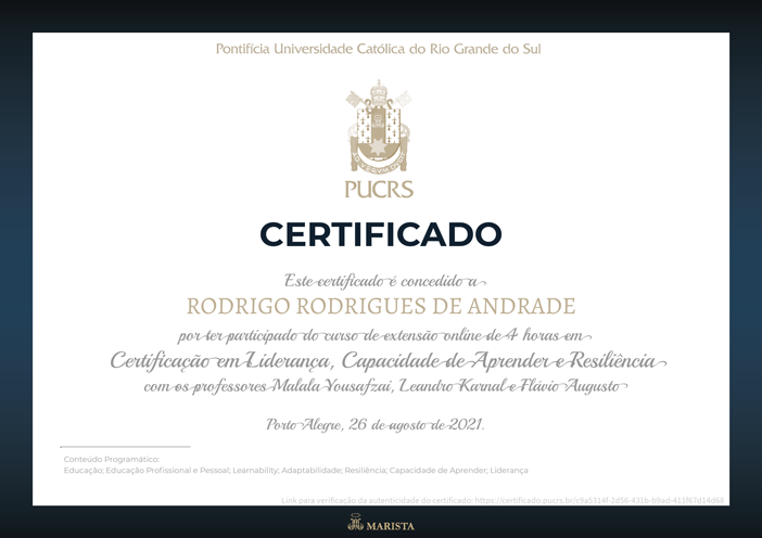 Certificação em Liderança, Capacidade de Aprender e Resiliência - PUCRS Online